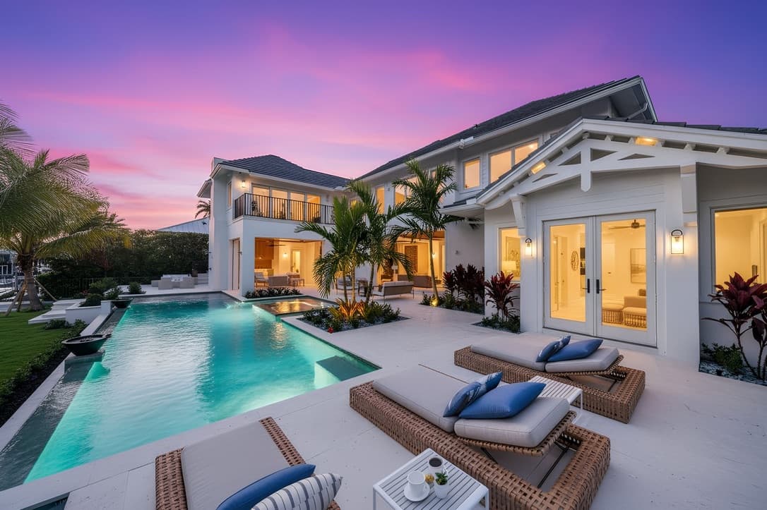Luxury Pool Estate - pink-sunset